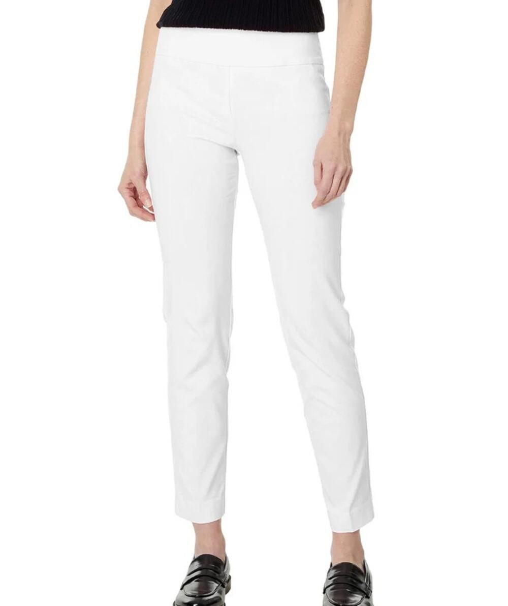 Elliott Lauren Womens Pull-On Ankle Pants Size 14 White Stretch Career Minimal